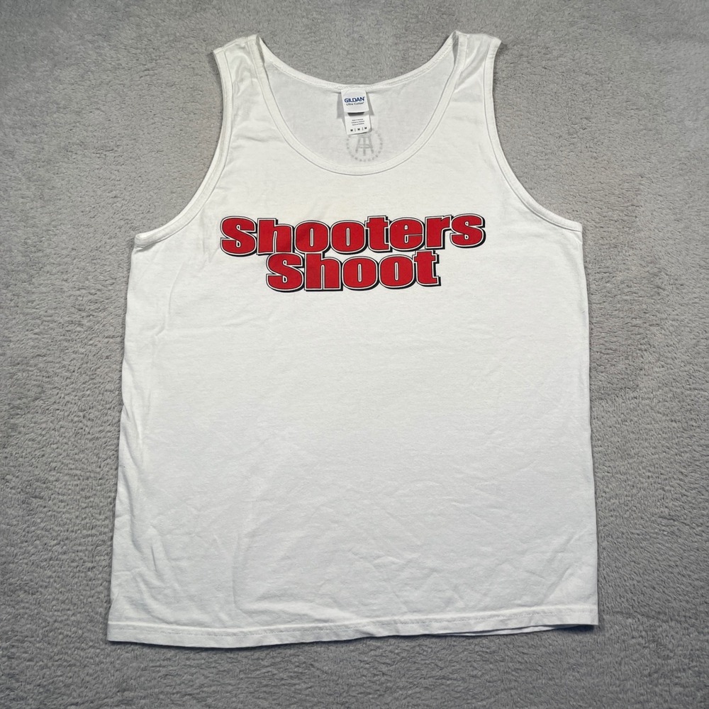 Gildan Shooters Shoot Barstool Sports Tank Top Sleeveless White Medium